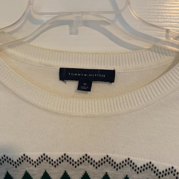 Tommy Hilfiger Sweater Size Medium Cream & Geometric Design Pullover - Picture 9 of 12